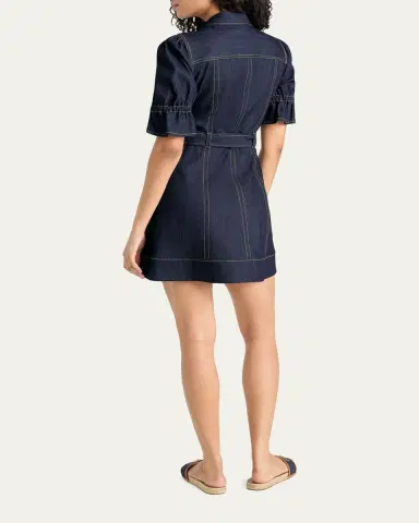 Cinq à Sept Holly Denim Puff-Sleeve Mini Dress | Thumbnail 3