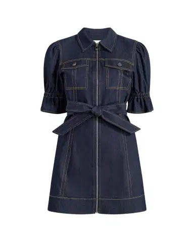 Cinq à Sept Holly Denim Puff-Sleeve Mini Dress | Thumbnail 1
