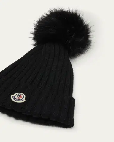 Moncler Wool Beanie with Faux Fur Pom | Thumbnail 2