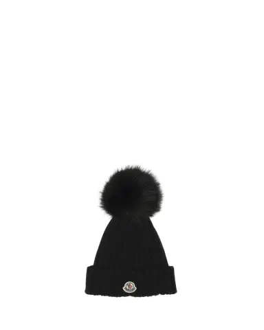 Moncler Wool Beanie with Faux Fur Pom | Thumbnail 1