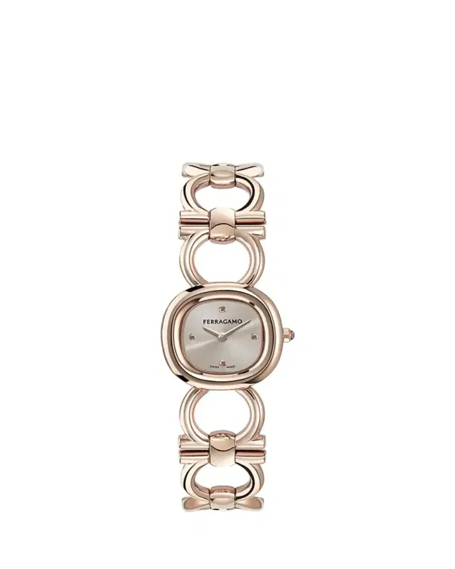 Ferragamo Double Gancini 25MM IP Rose Gold Bracelet Watch