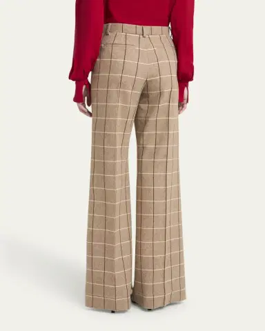 Valentino Garavani Check Wool Wide-Leg Pants | Thumbnail 3 Valentino Garavani Check Wool Wide-Leg Pants | Thumbnail 3