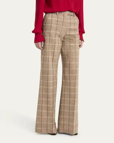 Valentino Garavani Check Wool Wide-Leg Pants | Thumbnail 4 Valentino Garavani Check Wool Wide-Leg Pants | Thumbnail 4