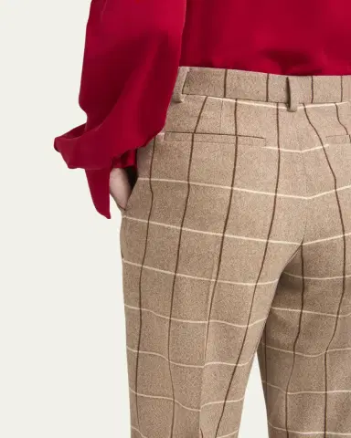 Valentino Garavani Check Wool Wide-Leg Pants | Thumbnail 5 Valentino Garavani Check Wool Wide-Leg Pants | Thumbnail 5
