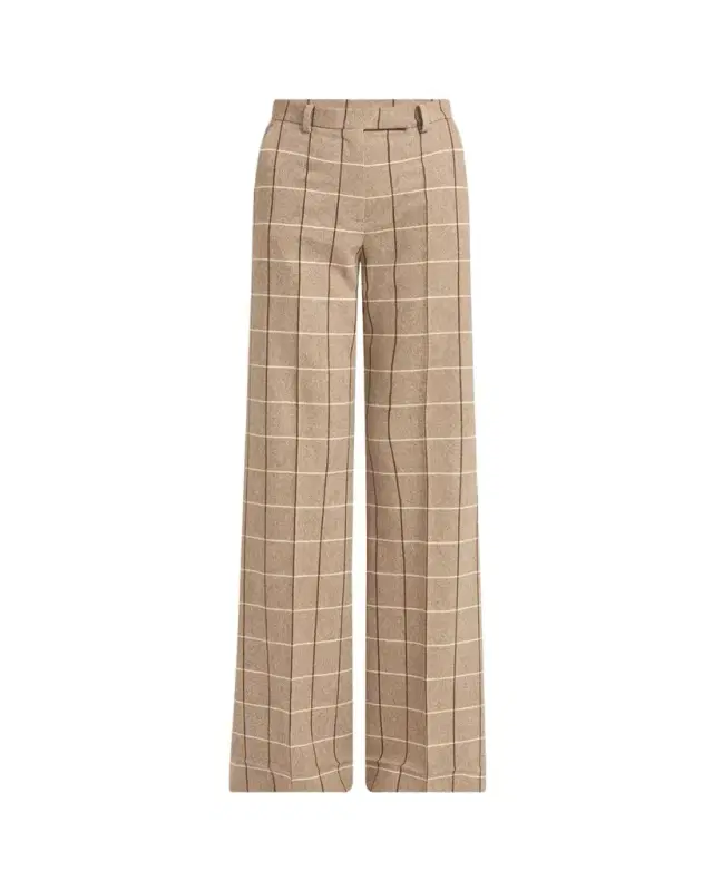 Check Wool Wide-Leg Pants