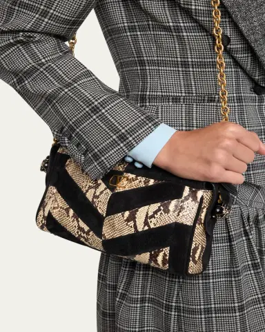 Valentino Garavani Small Patchwork Suede & Python Shoulder Bag | Thumbnail 2