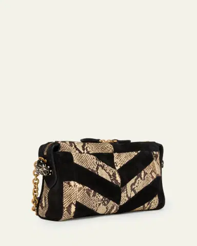 Valentino Garavani Small Patchwork Suede & Python Shoulder Bag | Thumbnail 3