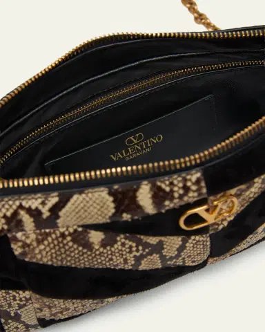 Valentino Garavani Small Patchwork Suede & Python Shoulder Bag | Thumbnail 4