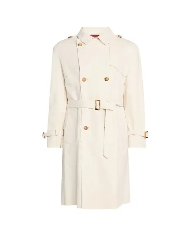 Brunello Cucinelli en's Belted Leather Double-Breasted Trench Coat
