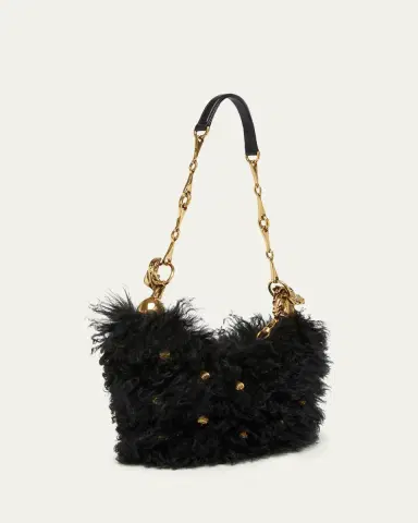 Chloé Chain Horse Shoulder Bag in Curly Shearling | Thumbnail 3