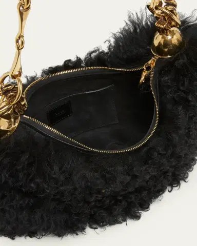 Chloé Chain Horse Shoulder Bag in Curly Shearling | Thumbnail 4