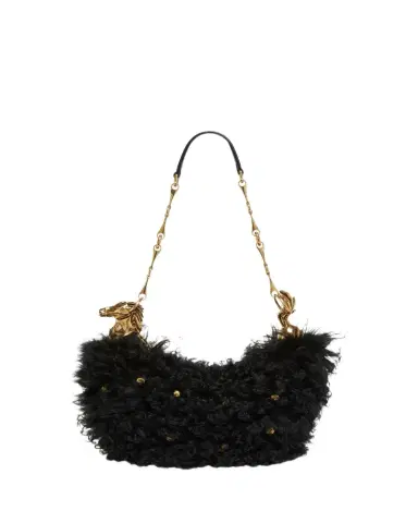 Chloé Chain Horse Shoulder Bag in Curly Shearling | Thumbnail 1