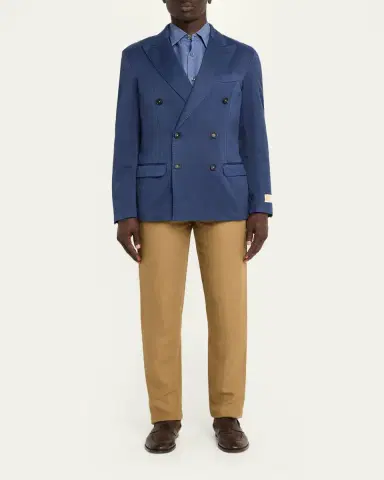 Massimo Alba Men's Wool Micro-Chevron Double-Breasted Blazer | Thumbnail 2