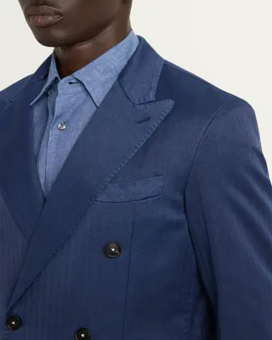 Massimo Alba Men's Wool Micro-Chevron Double-Breasted Blazer | Thumbnail 5