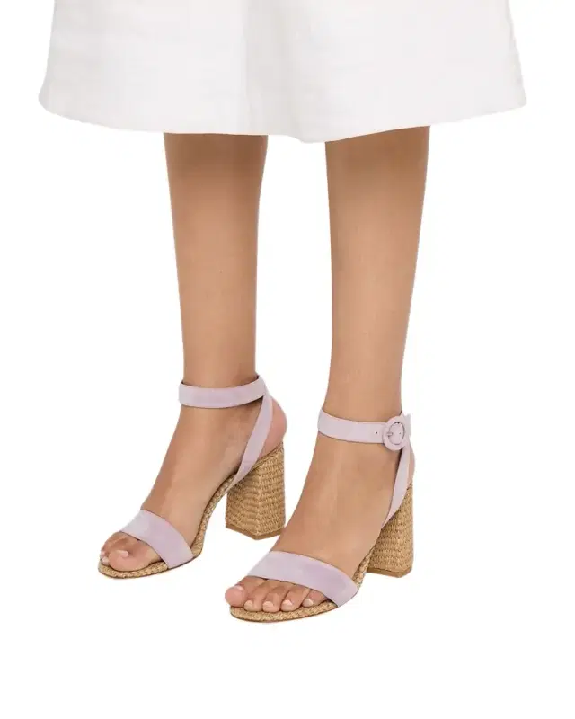 Gianvito Rossi Suede Raffia Ankle-Strap Sandals