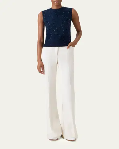 Akris Sequined Wool-Cashmere Sleeveless Sweater | Thumbnail 2 Akris Sequined Wool-Cashmere Sleeveless Sweater | Thumbnail 2