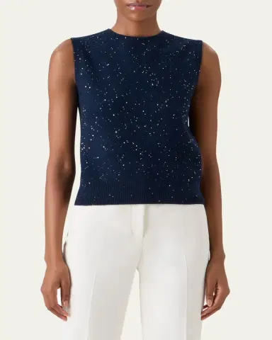 Akris Sequined Wool-Cashmere Sleeveless Sweater | Thumbnail 4 Akris Sequined Wool-Cashmere Sleeveless Sweater | Thumbnail 4