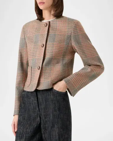 Akris punto Glen Plaid Wool Jacket | Thumbnail 4 Akris punto Glen Plaid Wool Jacket | Thumbnail 4