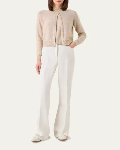 Akris Linen-Cotton Micro Sequin Knit Cardigan Sweater | Thumbnail 2 Akris Linen-Cotton Micro Sequin Knit Cardigan Sweater | Thumbnail 2