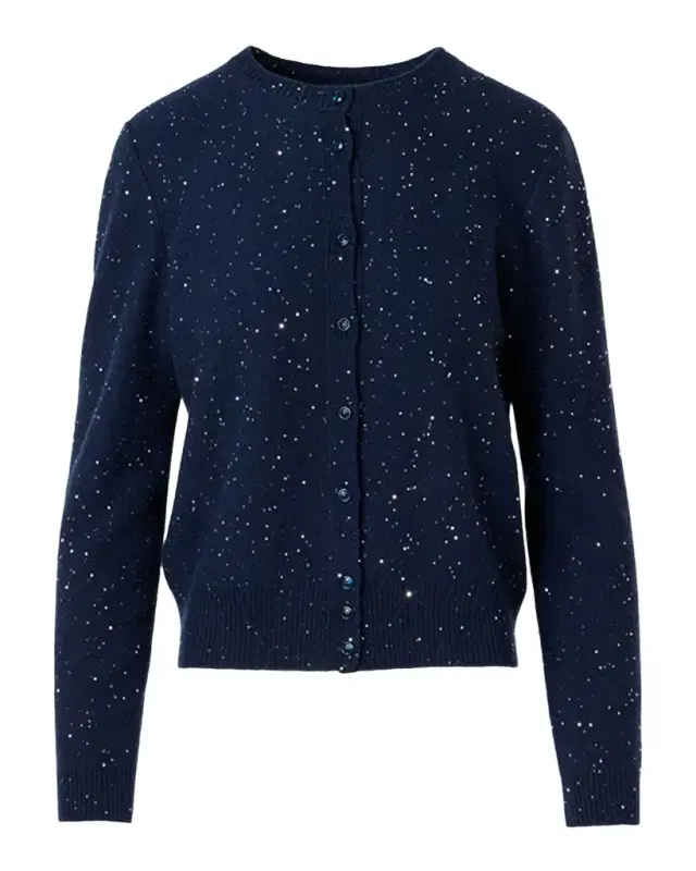 Sequined Wool-Cashmere Knit Cardigan