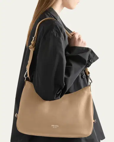Prada Fold Large Leather Shoulder Bag | Thumbnail 4 Prada Fold Large Leather Shoulder Bag | Thumbnail 4