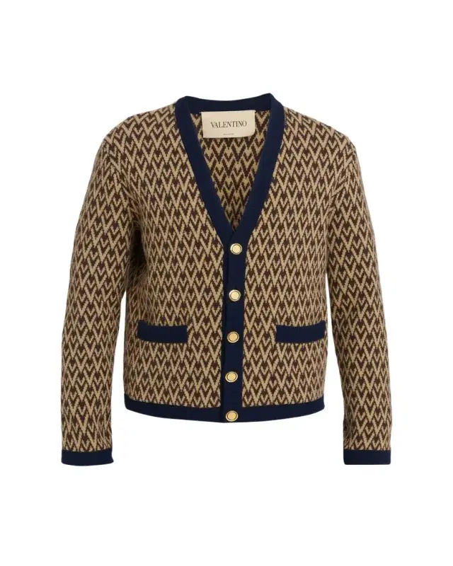Valentino Garavani Men's Jacquard-Knit Wool Cardigan