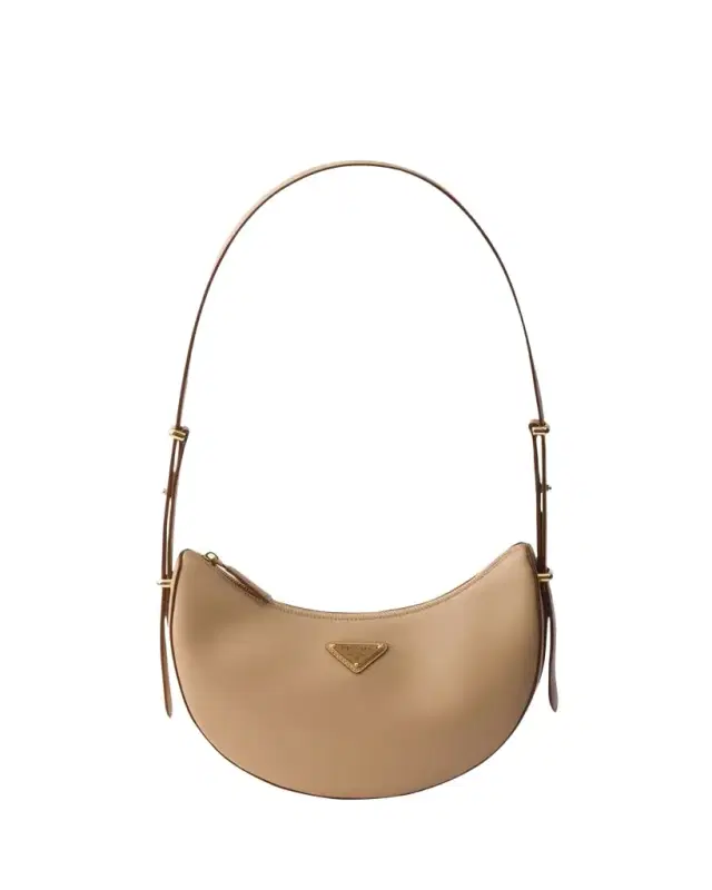 Prada Arque Leather Half-Moon Shoulder Bag