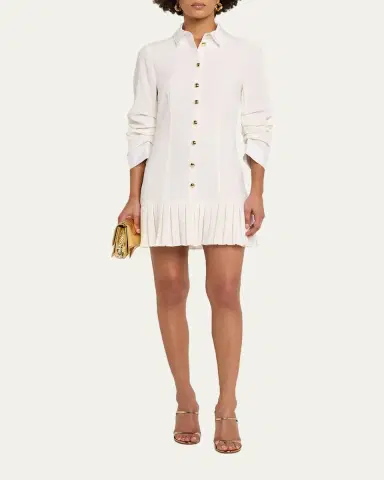 Cinq à Sept Luca Drapey Crepe Mini Shirtdress | Thumbnail 4 Cinq à Sept Luca Drapey Crepe Mini Shirtdress | Thumbnail 4