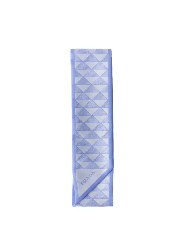 Prada Triangle-Print Silk Twill Skinny Scarf