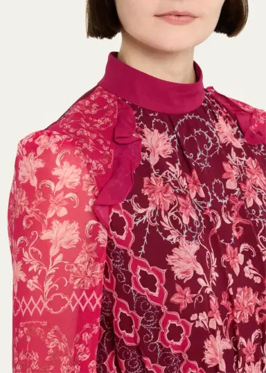 Saloni Jacqui-B Belted Floral Silk Midi Dress | Thumbnail 5 Saloni Jacqui-B Belted Floral Silk Midi Dress | Thumbnail 5