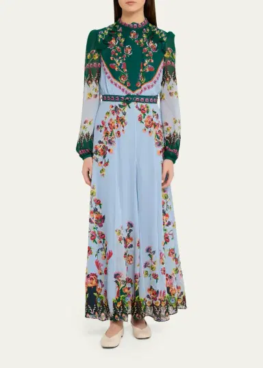Saloni Jacqui-B Belted Floral Silk Midi Dress | Thumbnail 6 Saloni Jacqui-B Belted Floral Silk Midi Dress | Thumbnail 6