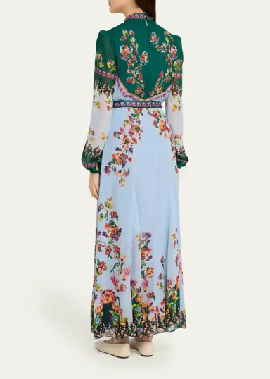 Saloni Jacqui-B Belted Floral Silk Midi Dress | Thumbnail 7 Saloni Jacqui-B Belted Floral Silk Midi Dress | Thumbnail 7