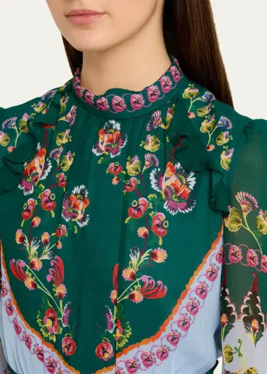 Saloni Jacqui-B Belted Floral Silk Midi Dress | Thumbnail 9 Saloni Jacqui-B Belted Floral Silk Midi Dress | Thumbnail 9