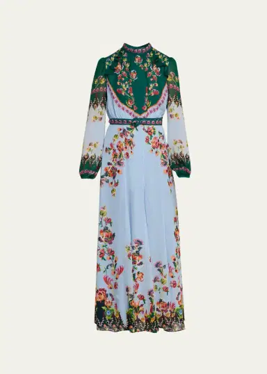 Saloni Jacqui-B Belted Floral Silk Midi Dress | Thumbnail 10 Saloni Jacqui-B Belted Floral Silk Midi Dress | Thumbnail 10