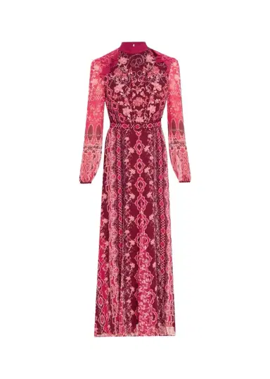 Saloni Jacqui-B Belted Floral Silk Midi Dress | Thumbnail 1 Saloni Jacqui-B Belted Floral Silk Midi Dress | Thumbnail 1