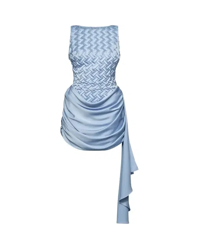 Antonella Smocked Bateau-Neck Mini Dress