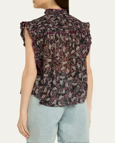 Etoile Isabel Marant Dersia Floral Ruffled Cotton Button-Front Top | Thumbnail 3 Etoile Isabel Marant Dersia Floral Ruffled Cotton Button-Front Top | Thumbnail 3