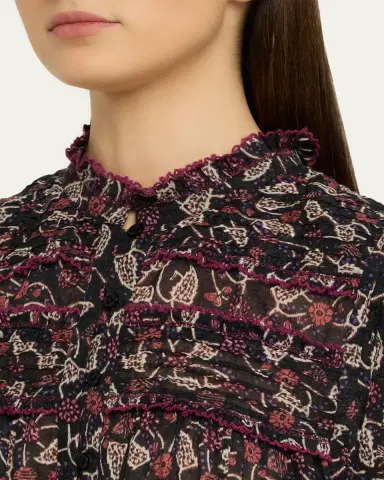 Etoile Isabel Marant Dersia Floral Ruffled Cotton Button-Front Top | Thumbnail 5 Etoile Isabel Marant Dersia Floral Ruffled Cotton Button-Front Top | Thumbnail 5