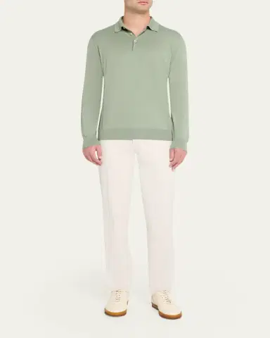 Fioroni Men's Cotton-Cashmere Polo Shirt | Thumbnail 2 Fioroni Men's Cotton-Cashmere Polo Shirt | Thumbnail 2