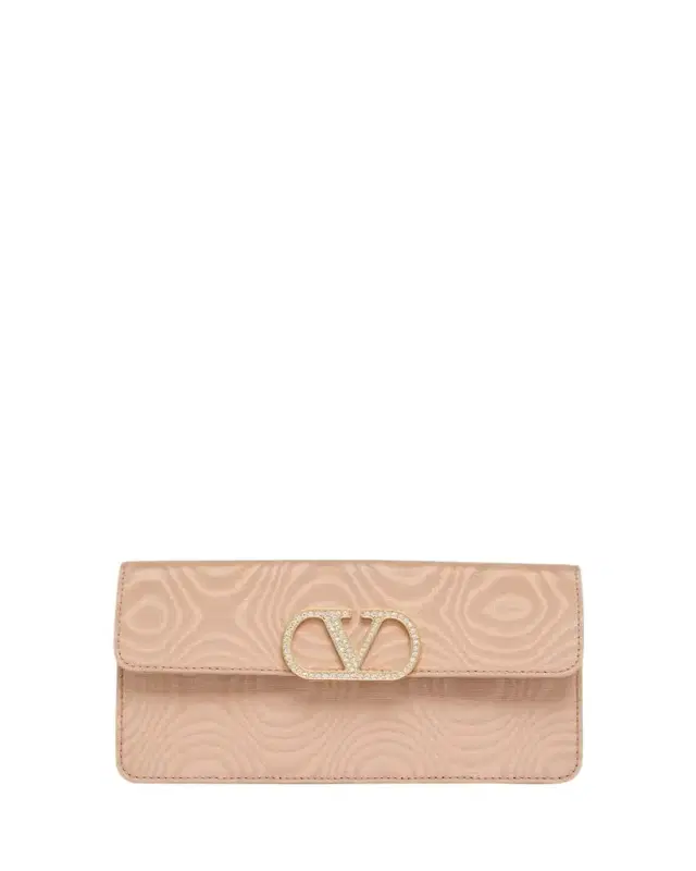 Valentino Garavani Crystal VLogo Moire Clutch Bag