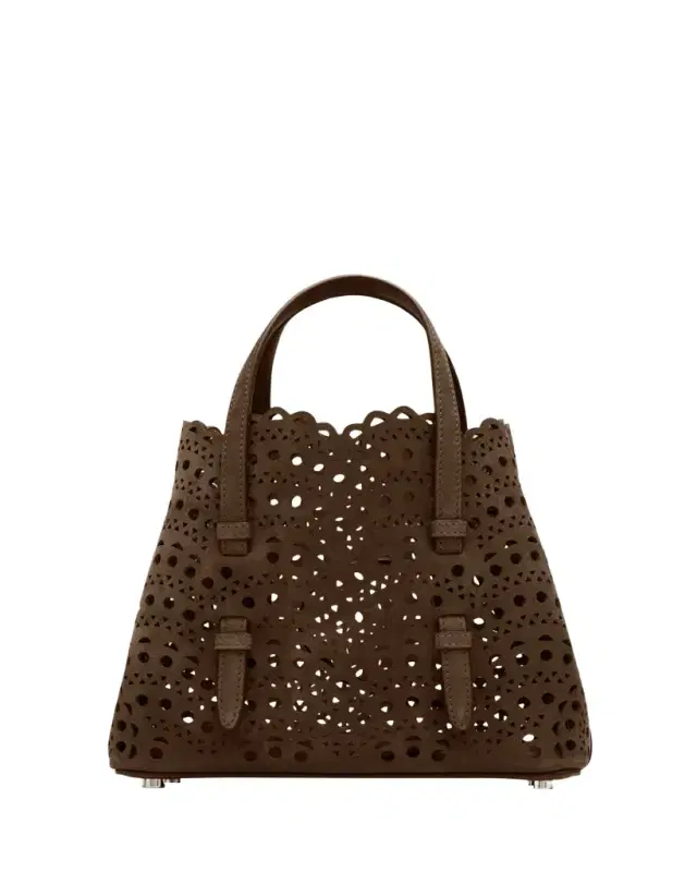 Mina 20 Top-Handle Bag in Perforated Suede