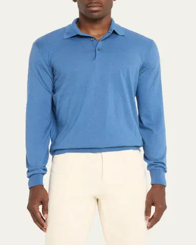Fioroni Men's Cotton-Cashmere Polo Shirt | Thumbnail 4 Fioroni Men's Cotton-Cashmere Polo Shirt | Thumbnail 4