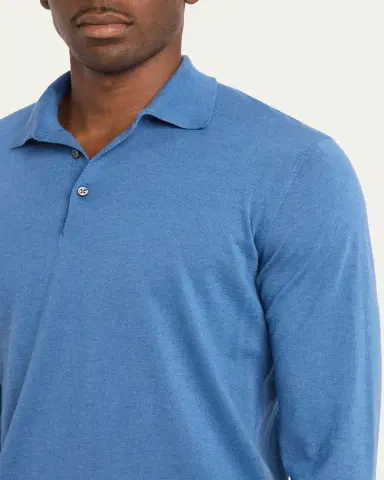 Fioroni Men's Cotton-Cashmere Polo Shirt | Thumbnail 5 Fioroni Men's Cotton-Cashmere Polo Shirt | Thumbnail 5