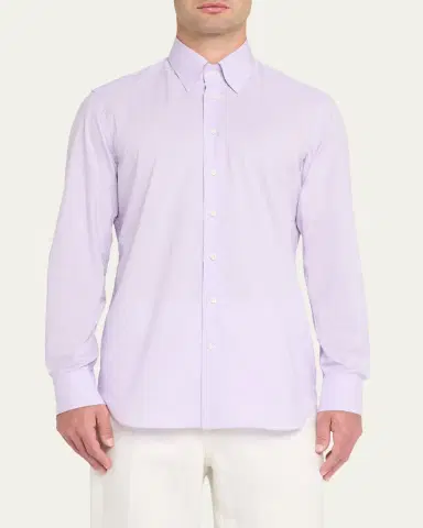 Bergdorf Goodman Men's Micro Check Cotton Shirt | Thumbnail 4 Bergdorf Goodman Men's Micro Check Cotton Shirt | Thumbnail 4