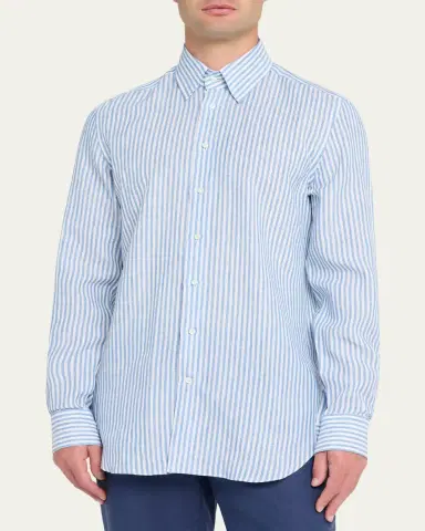 Bergdorf Goodman Men's Striped Cotton Button-Down Shirt | Thumbnail 4