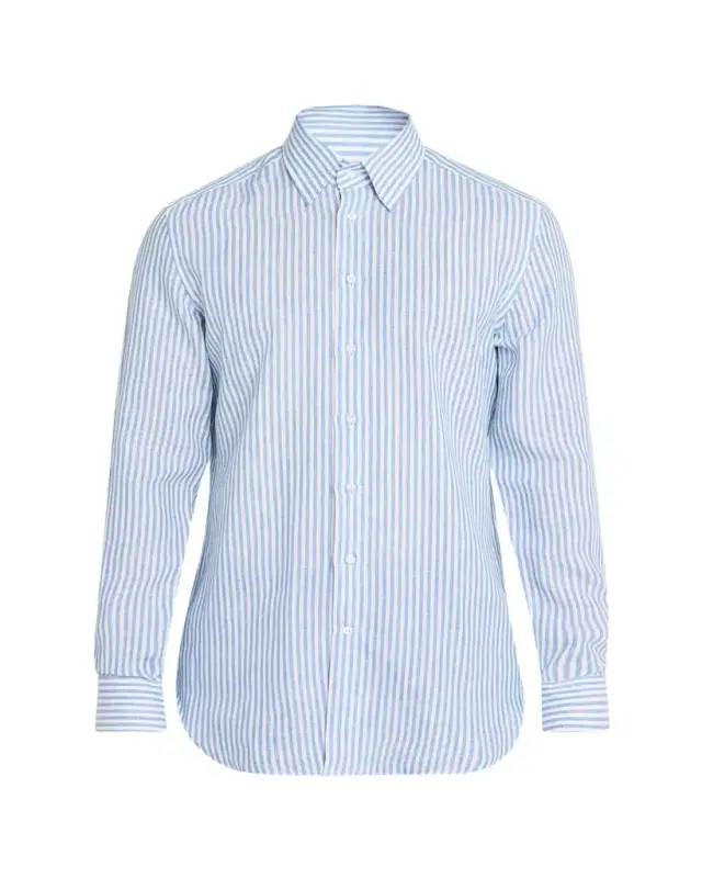 Men's Striped Cotton Button-Down Shirt