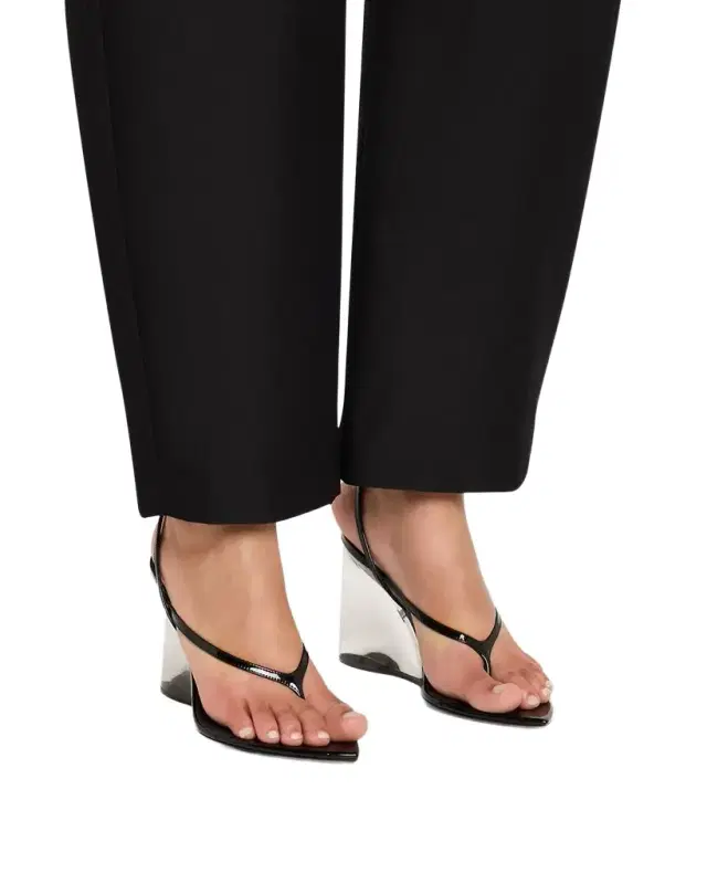 90mm Patent Leather Wedge Sandals