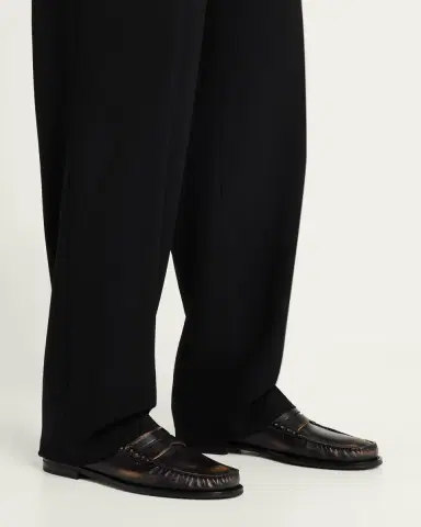 Prada Men's Anitqued Leather Penny Loafers | Thumbnail 2