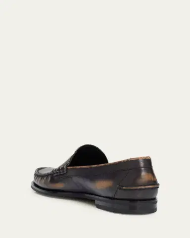 Prada Men's Anitqued Leather Penny Loafers | Thumbnail 4