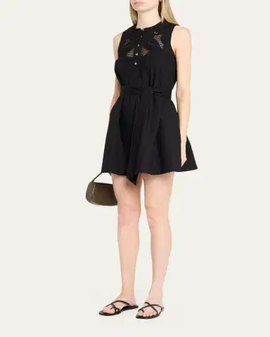 Veronica Beard Haleem Eyelet Poplin Mini Dress | Thumbnail 4 Veronica Beard Haleem Eyelet Poplin Mini Dress | Thumbnail 4